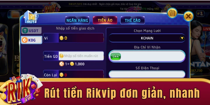 Rút tiền Rikvip nhanh và an toàn cho thành viên tham gia