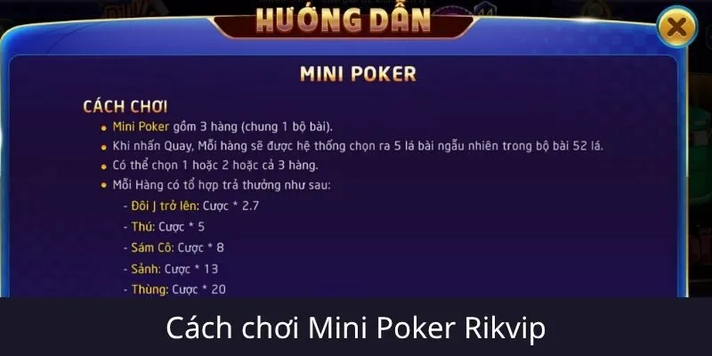 Hướng dẫn luật chơi & cách đặt cược Mini Poker Rikvip