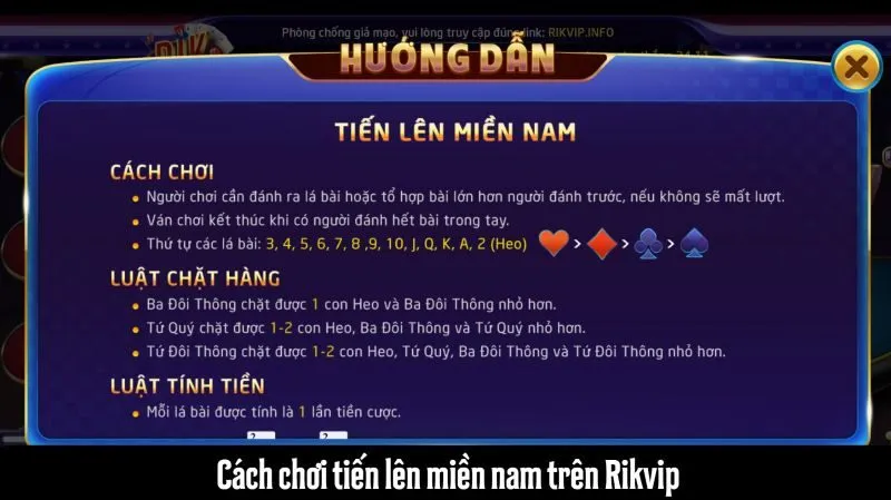 Cách chơi tiến lên miền nam trên Rikvip