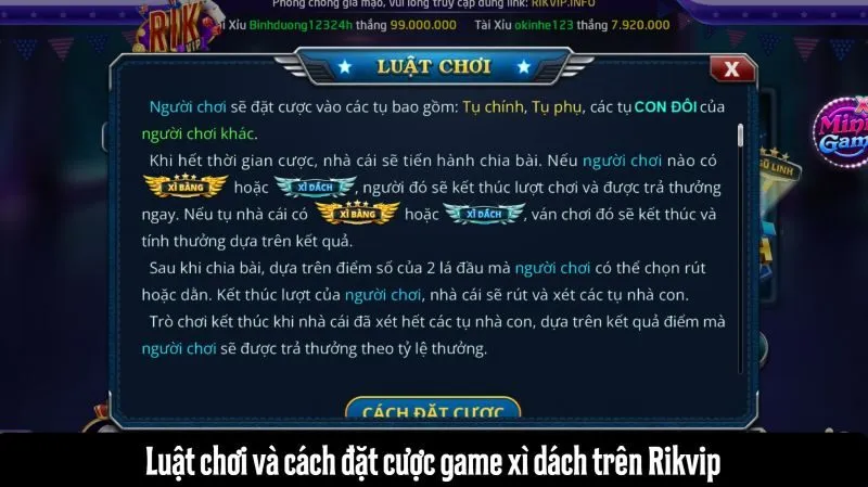 Luật chơi và cách đặt cược game xì dách Rikvip